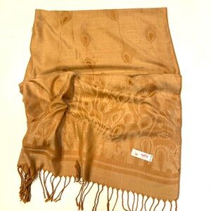 Elegant Brown Scarf with Fringe by